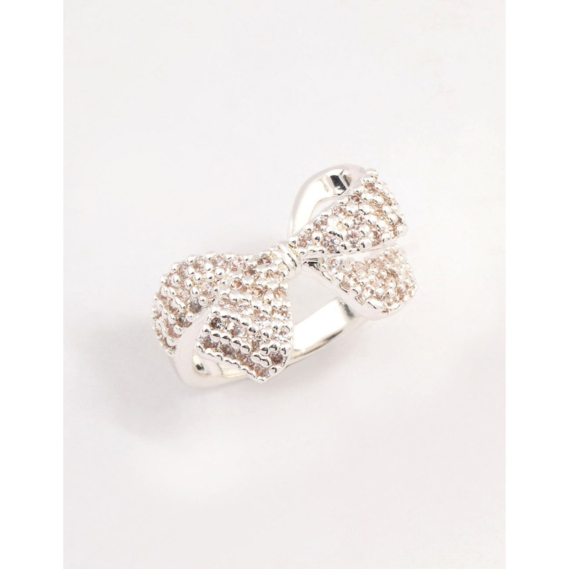 Silver Plated Precious Bow Ring