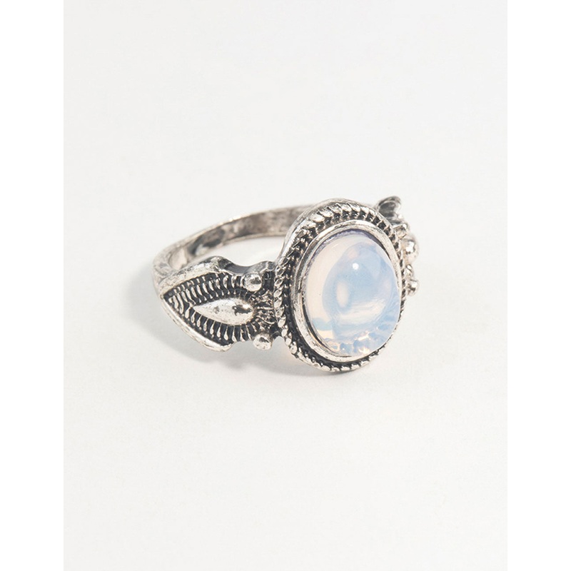 Antique Silver Oval Moonstone Ring