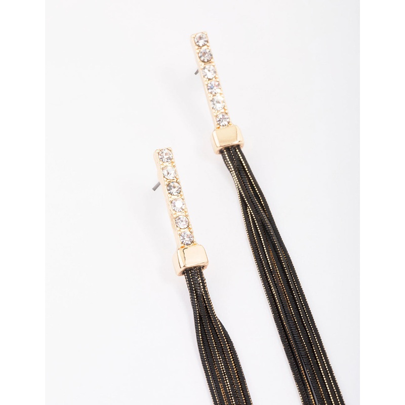 Gold Diamante Cup Chain Drop Earrings