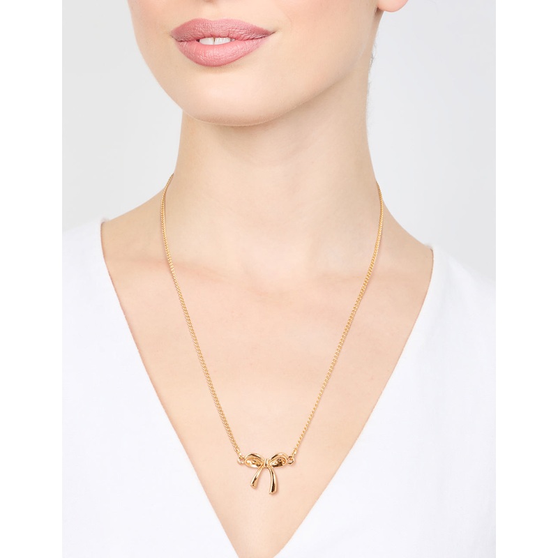 Gold Plain Bow Necklace