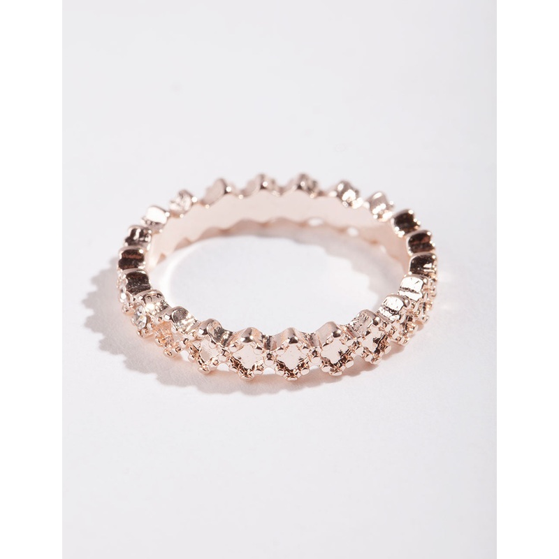 Rose Gold Diamante Band Ring|SM|ML