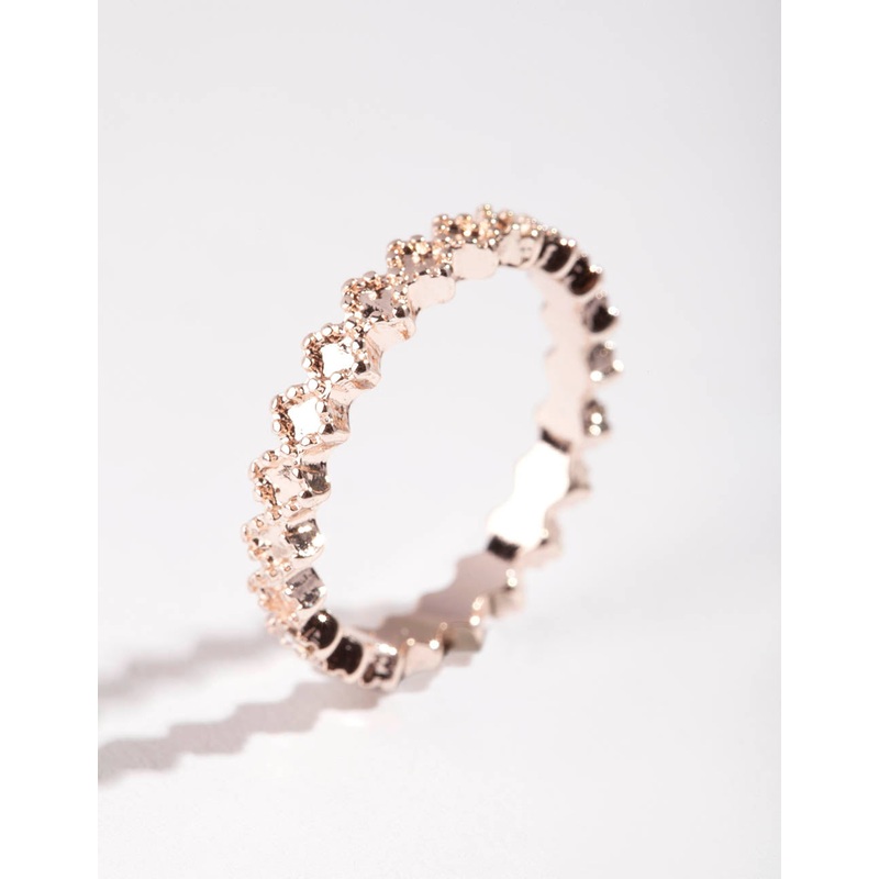 Rose Gold Diamante Band Ring|SM|ML