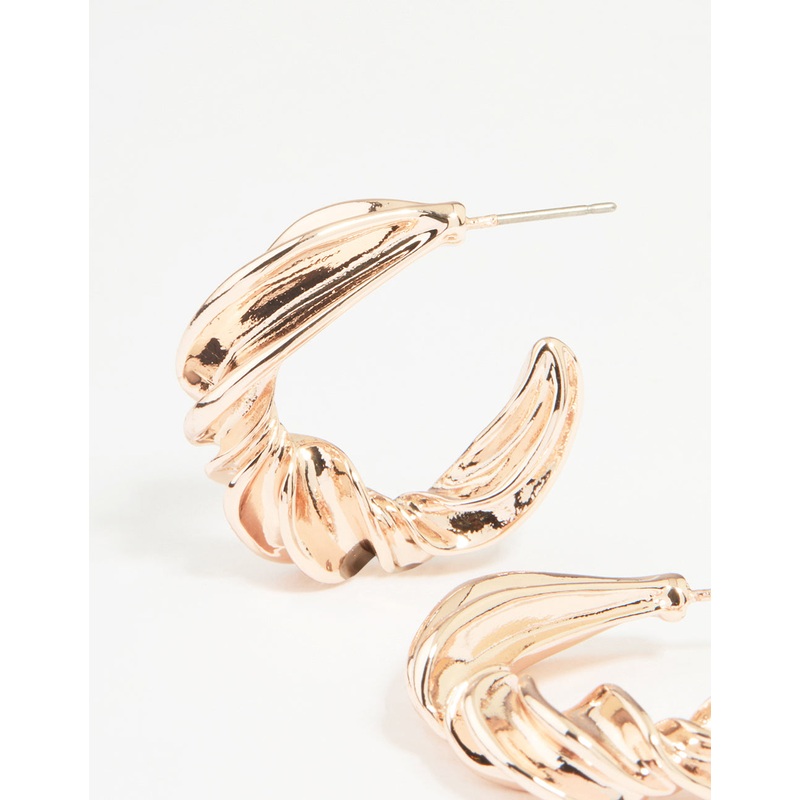 Rose Gold Thick Twisted Hoop Earrings