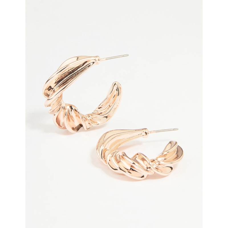 Rose Gold Thick Twisted Hoop Earrings