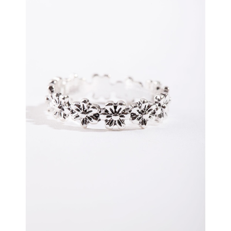 Silver Continuous Flower Ring|SM|ML