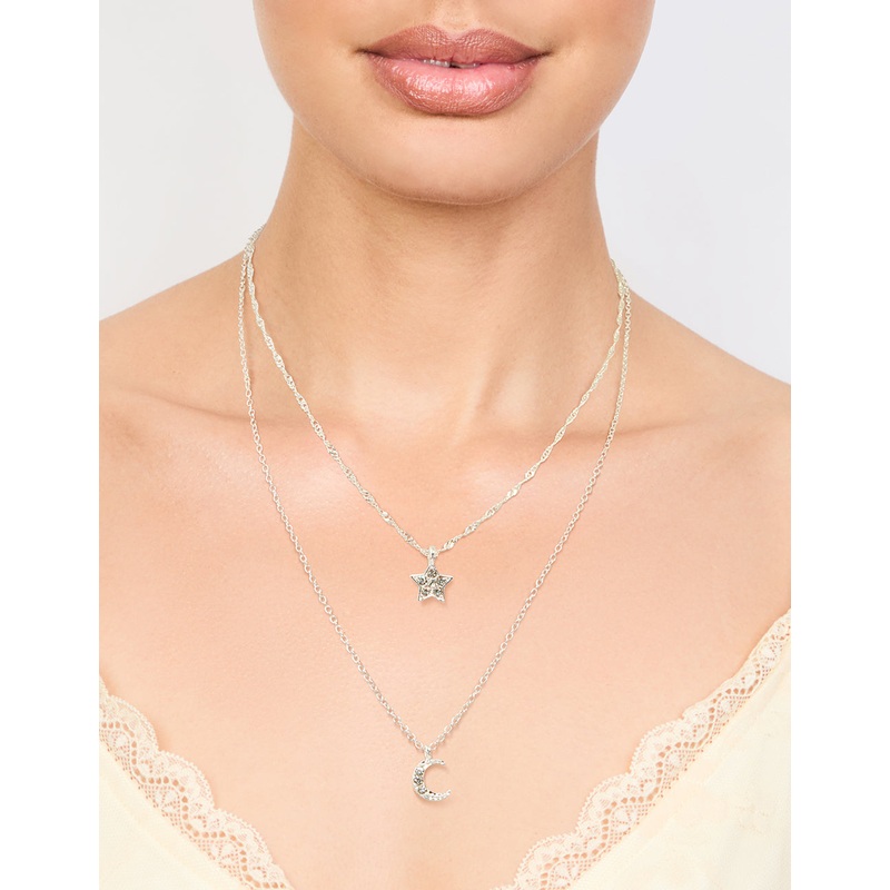 Silver Starry Night Layered Necklace