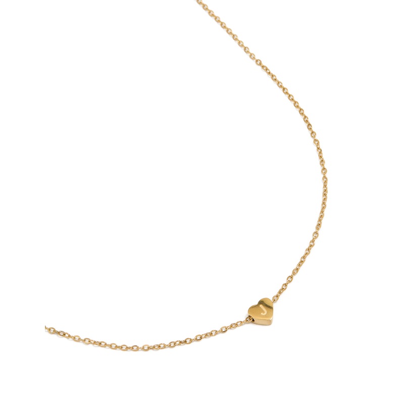 Waterproof Gold Plated Stainless Steel Mini Heart Letter J Necklace