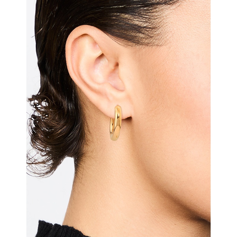 Waterproof Gold Plated Stainless Steel Thick Clicker Hoop Earrings 22 MM