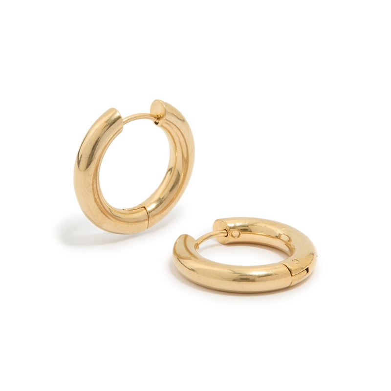 Waterproof Gold Plated Stainless Steel Thick Clicker Hoop Earrings 22 MM