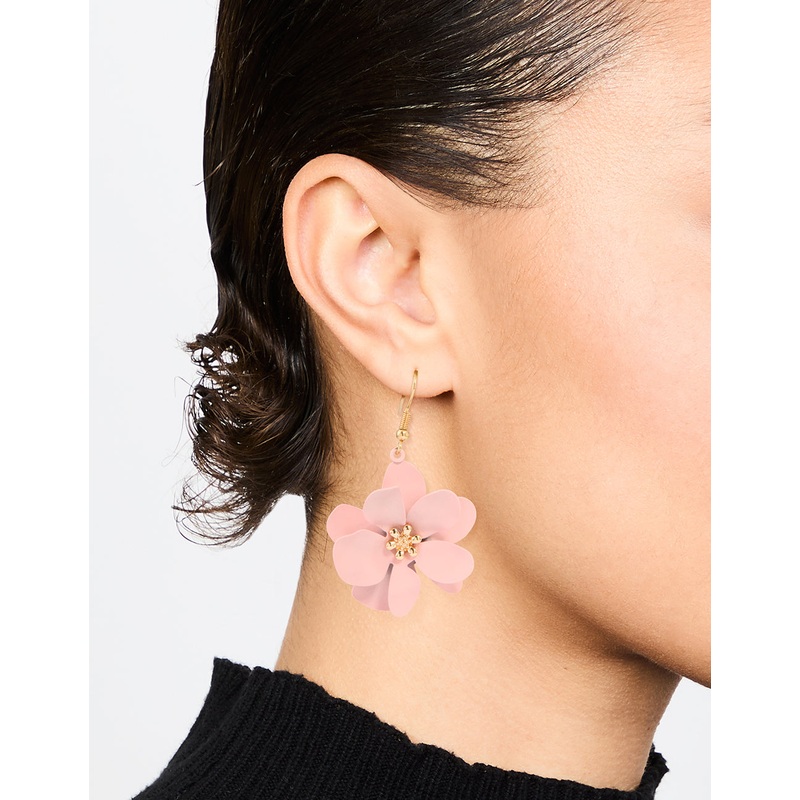 Gold Blush Petal Drop Earrings