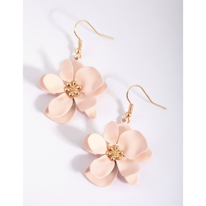 Gold Blush Petal Drop Earrings