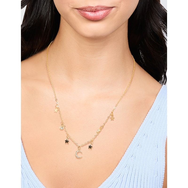 Gold Celestial Diamante Drop Necklace