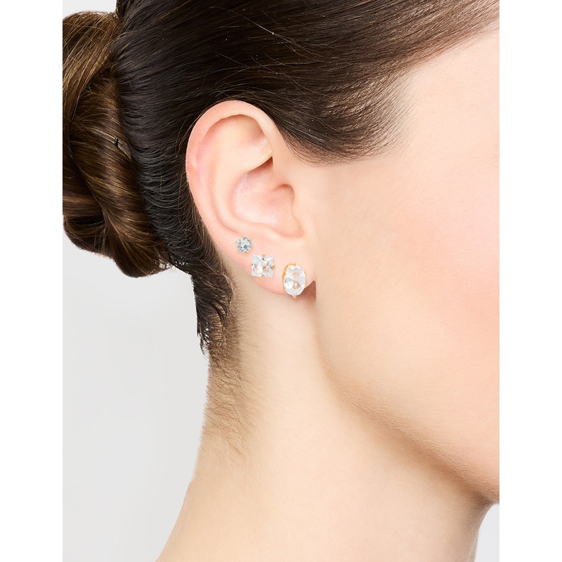 Gold Diamante Mixed Stud Earrings 3-Pack