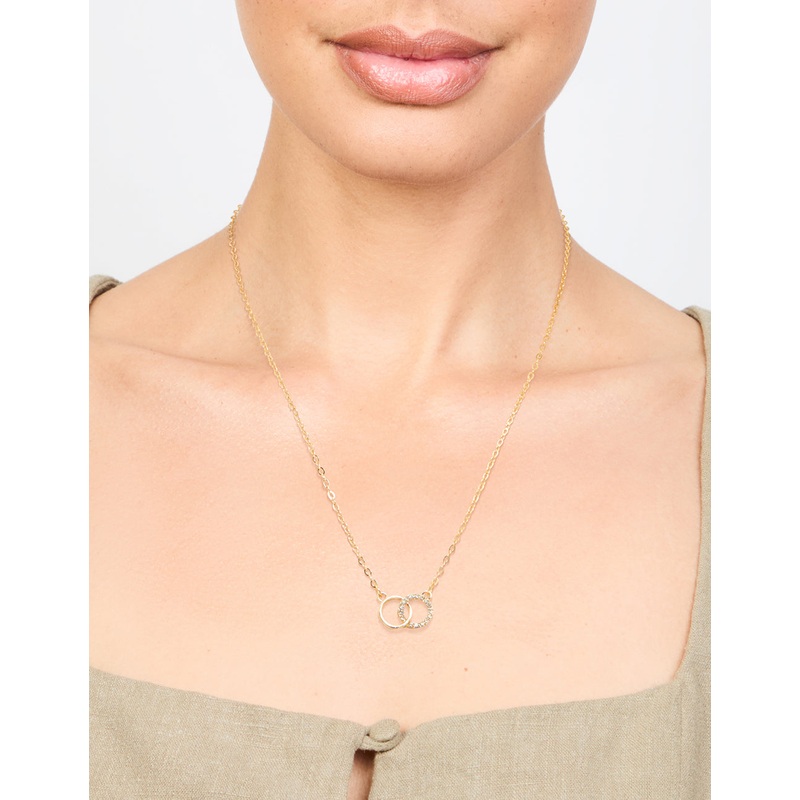 Gold Diamante Open Circle Necklace