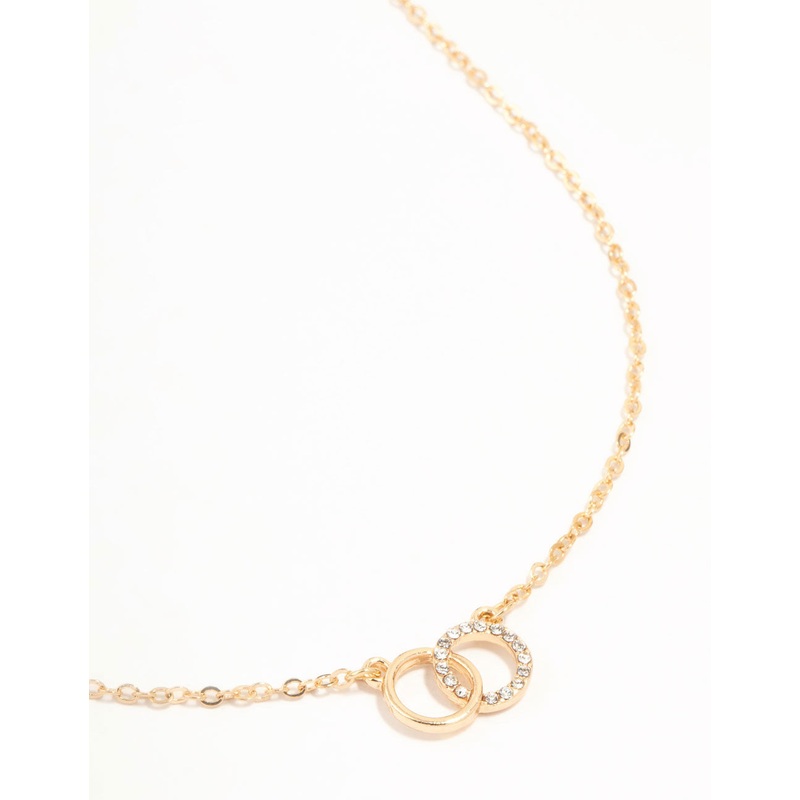 Gold Diamante Open Circle Necklace