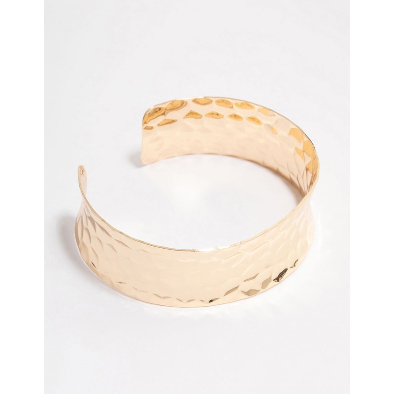 Gold Hammered Open Wrist Cuff