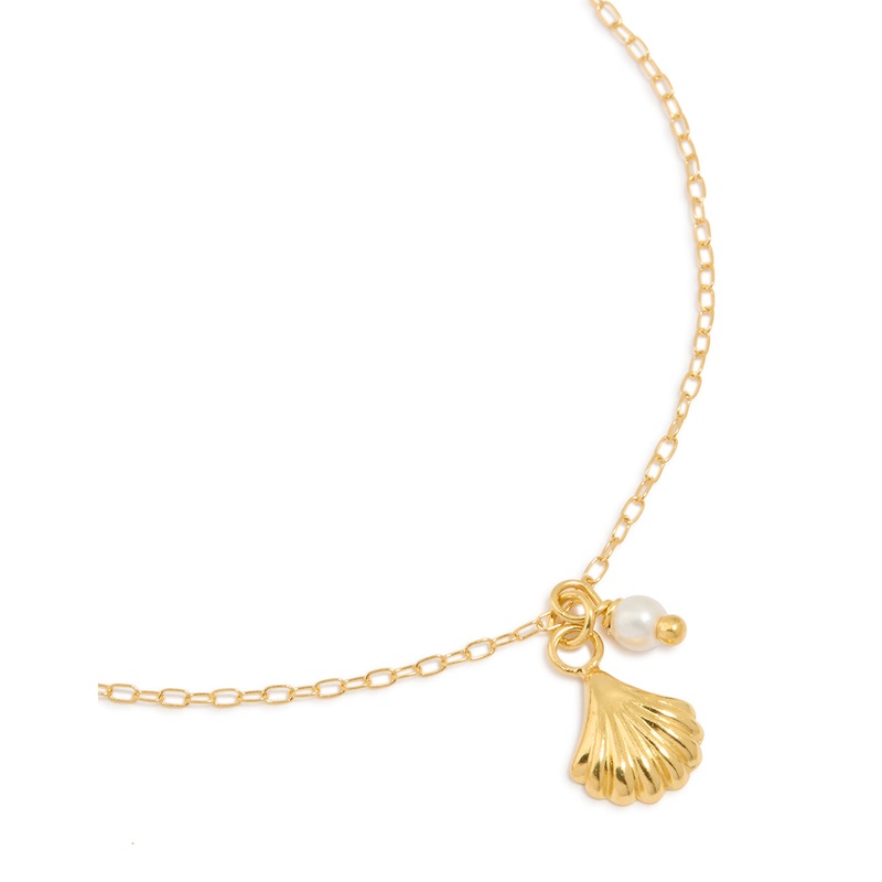 Gold Plated Sterling Silver Pearl & Shell Bracelet