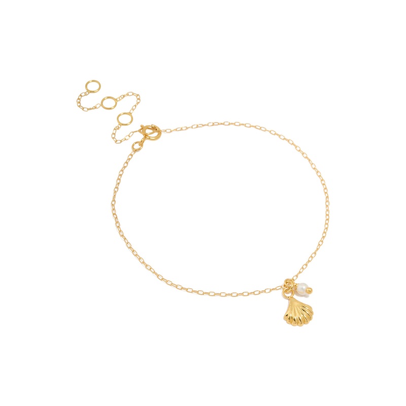 Gold Plated Sterling Silver Pearl & Shell Bracelet