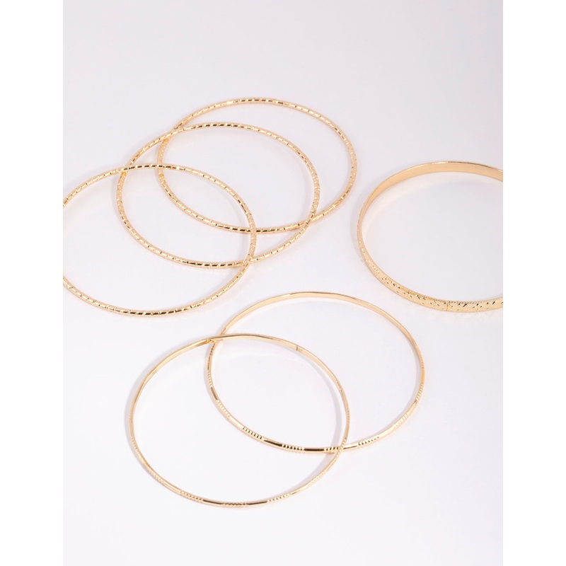 Gold Textured Bangle 6-Pack