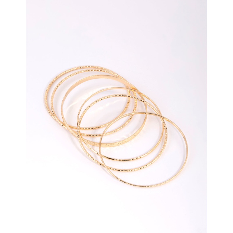 Gold Textured Bangle 6-Pack