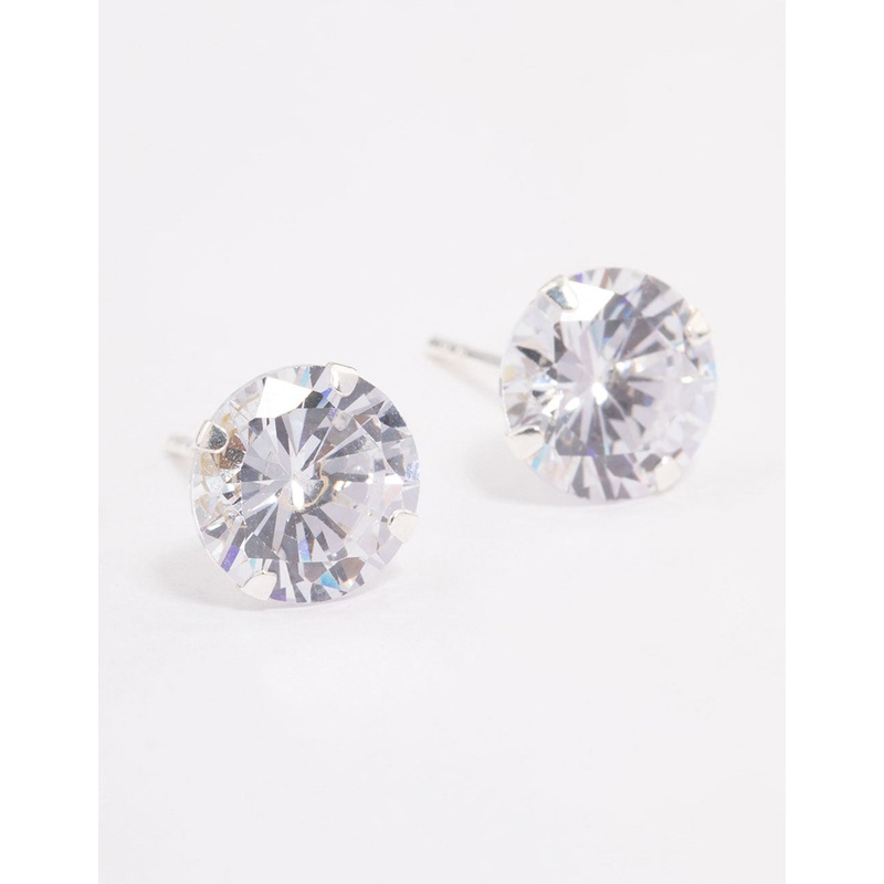 Sterling Silver Cubic Zirconia Triple Stud Earrings