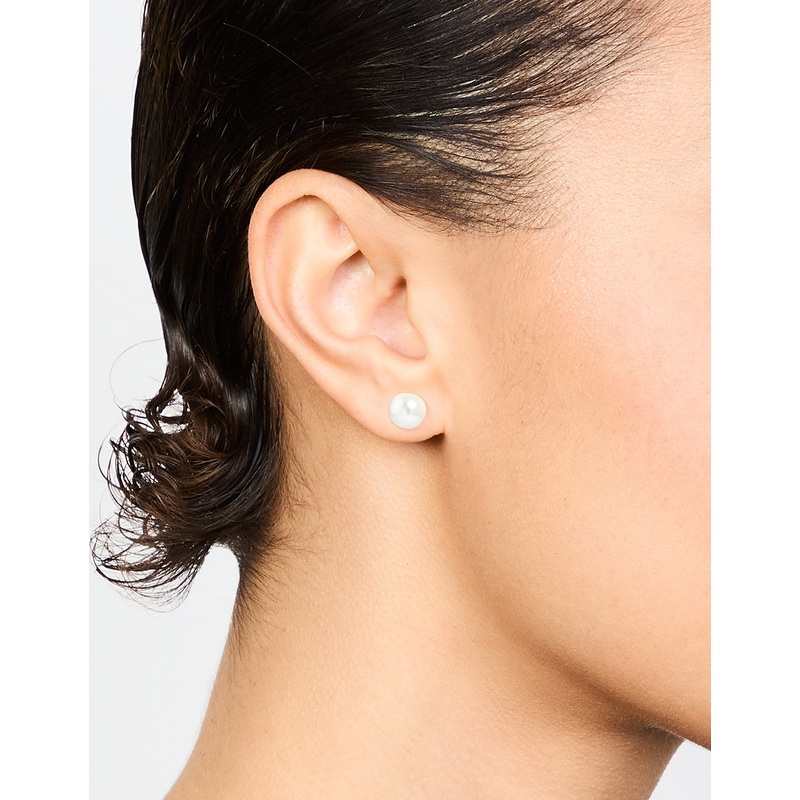 Sterling Silver Pearl Stud Earrings 8mm