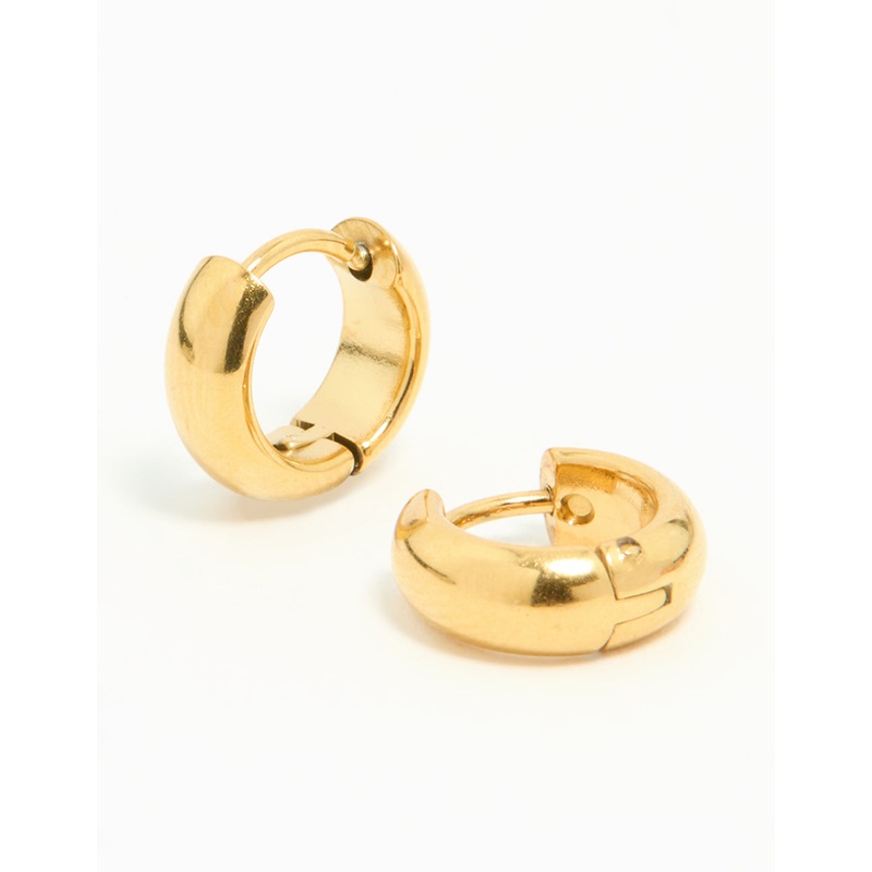 Waterproof Gold Plated Stainless Steel Chubby Huggie Earrings