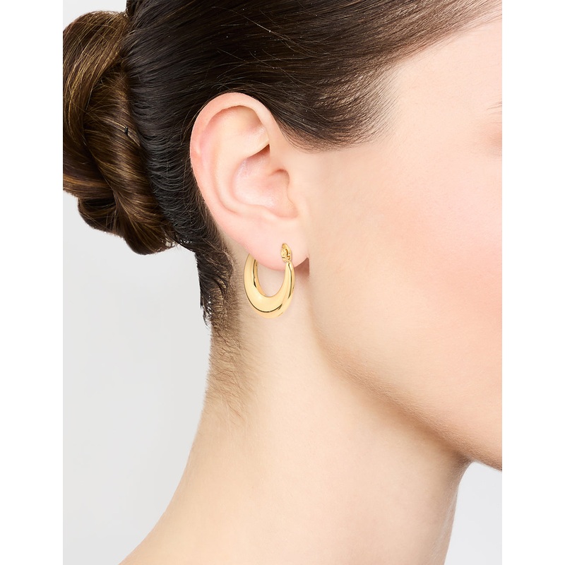 Waterproof Gold Plated Stainless Steel Crescent Hoop Earrings