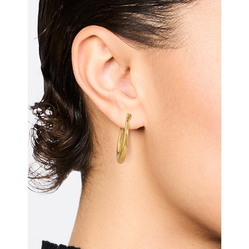 Waterproof Gold Plated Stainless Steel Crescent Hoop Earrings 18 MM