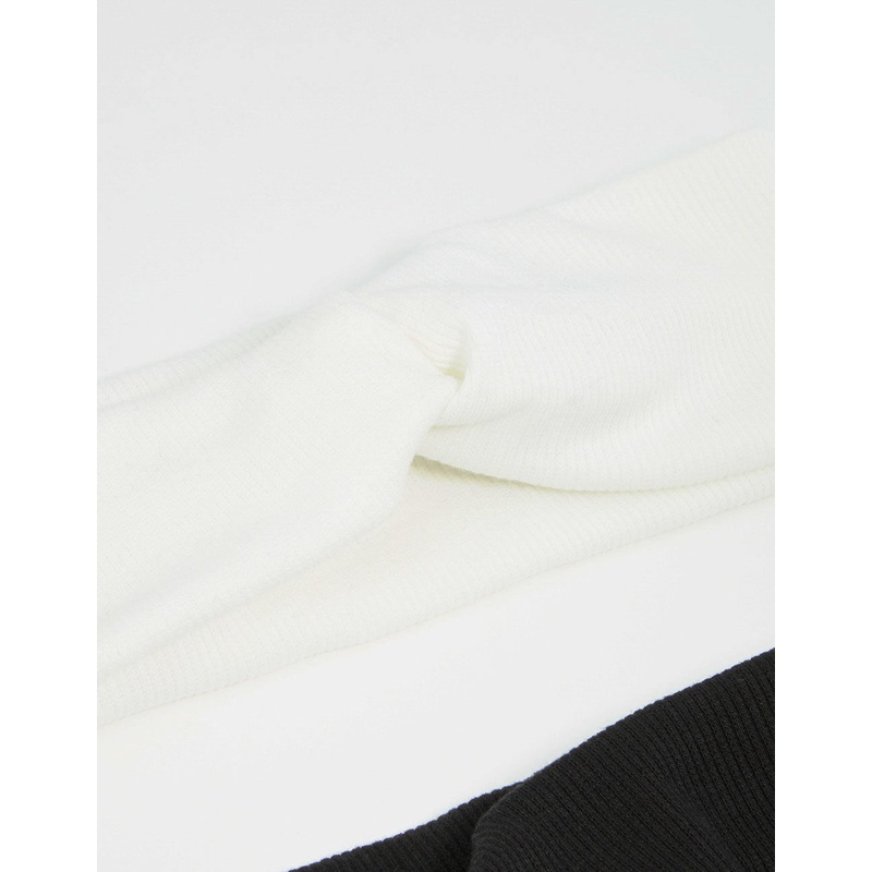 Black & White Ribbed Fabric Twist Stretch Headbands 2-Pack