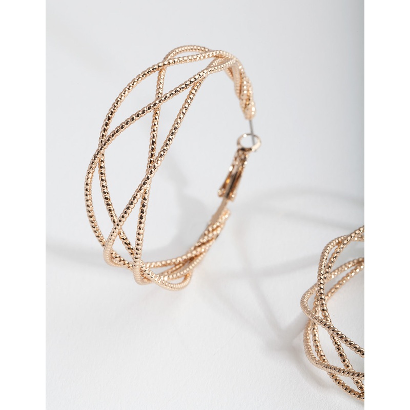 Gold Crossover Multi Hoop Earrings
