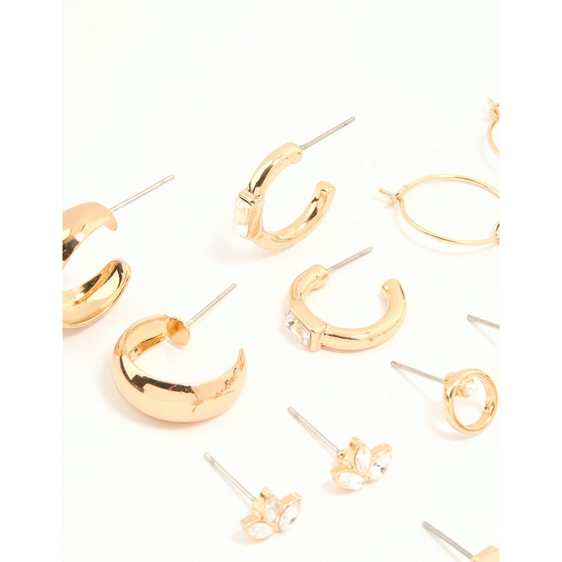 Gold Hoop & Stud Earrings 12-Pack