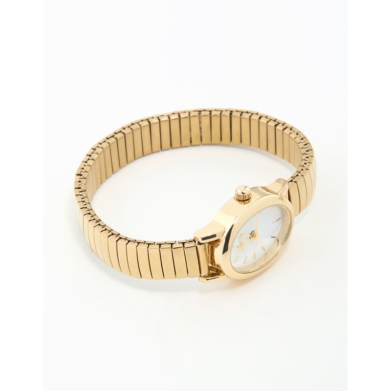 Gold Mini Oval Stretch Watch