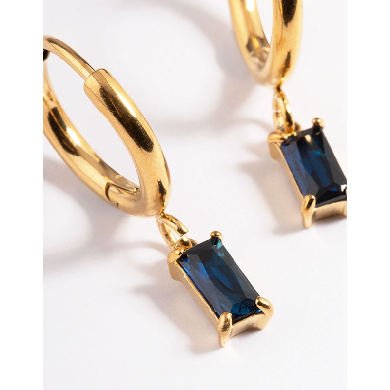 Gold Plated Square Cubic Zirconia Hoop Earrings