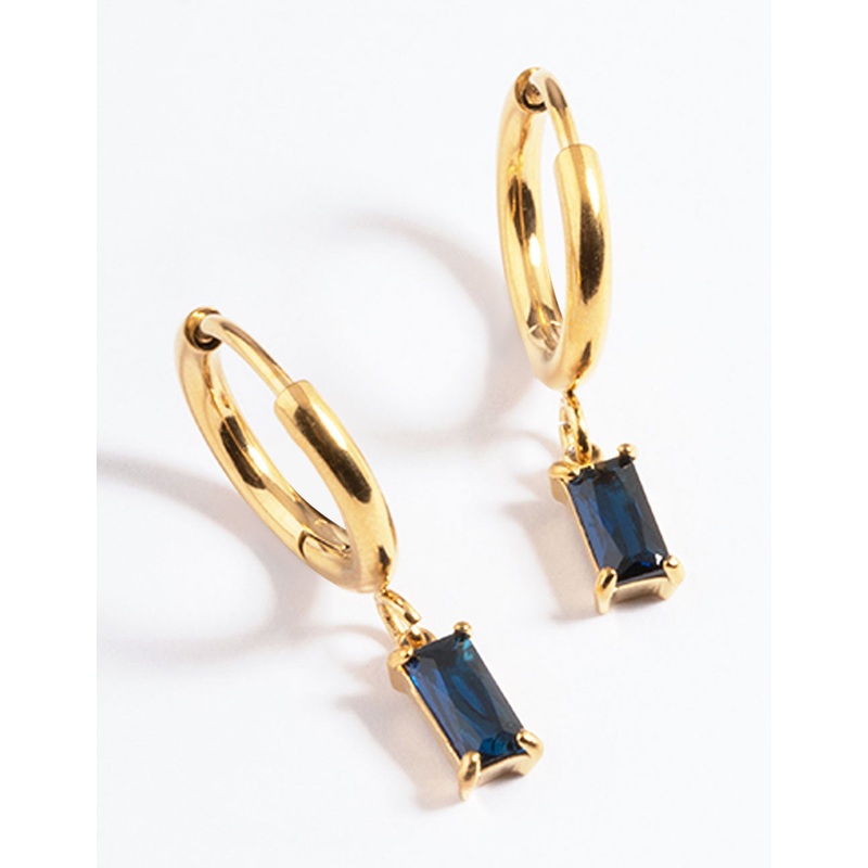 Gold Plated Square Cubic Zirconia Hoop Earrings
