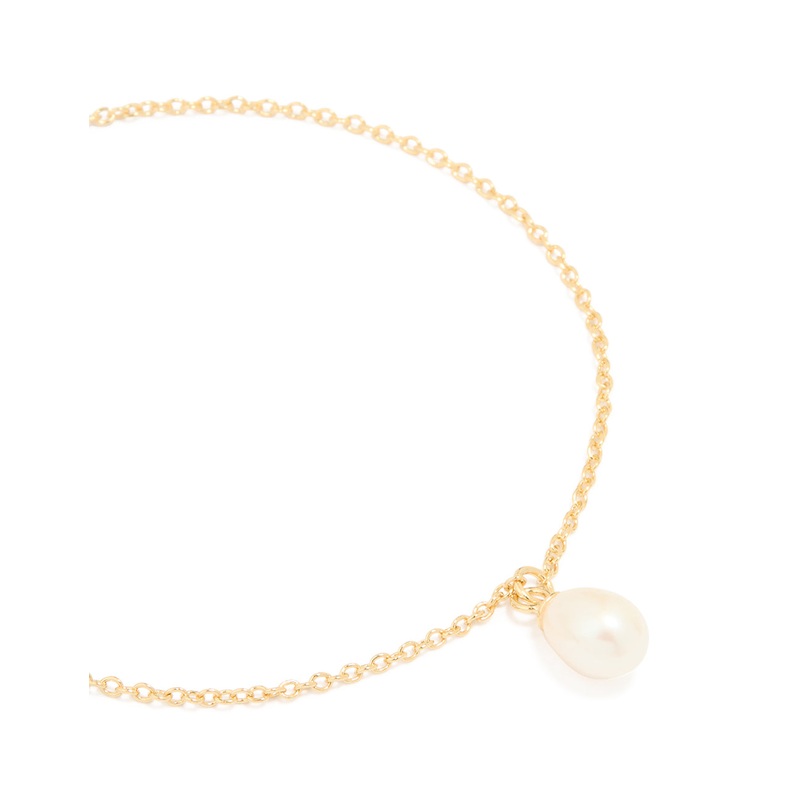 Gold Plated Sterling Silver Pearl Charm Bracelet