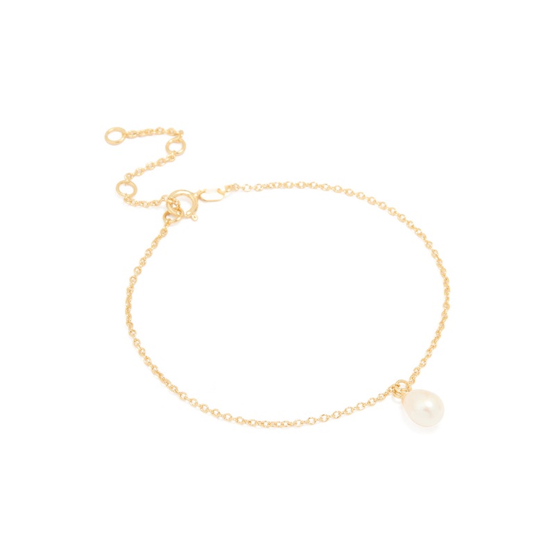 Gold Plated Sterling Silver Pearl Charm Bracelet