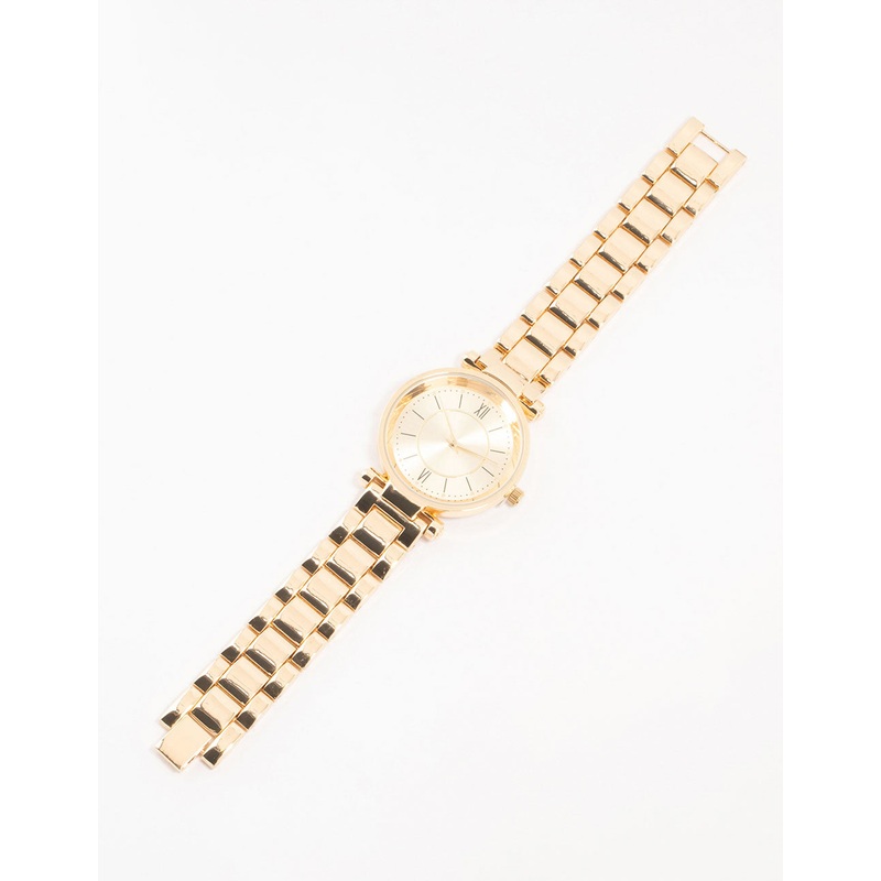 Gold Round Roman Numeral Watch