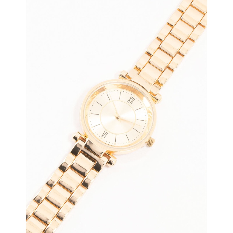 Gold Round Roman Numeral Watch