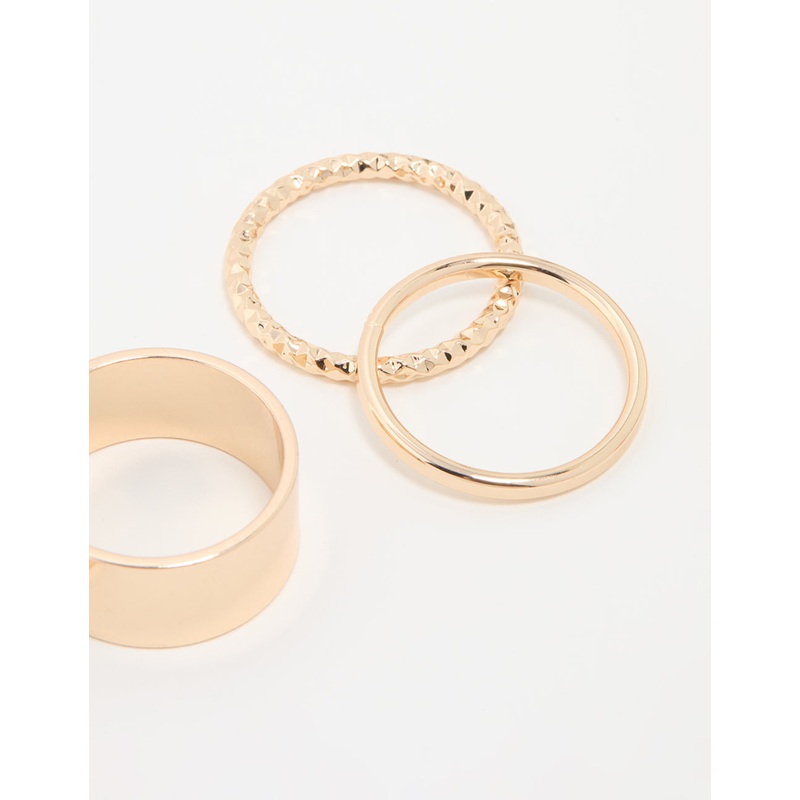 Gold Thick & Thin Cigar Stacking Rings 4-Pack