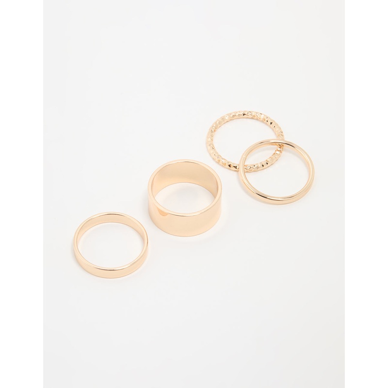 Gold Thick & Thin Cigar Stacking Rings 4-Pack