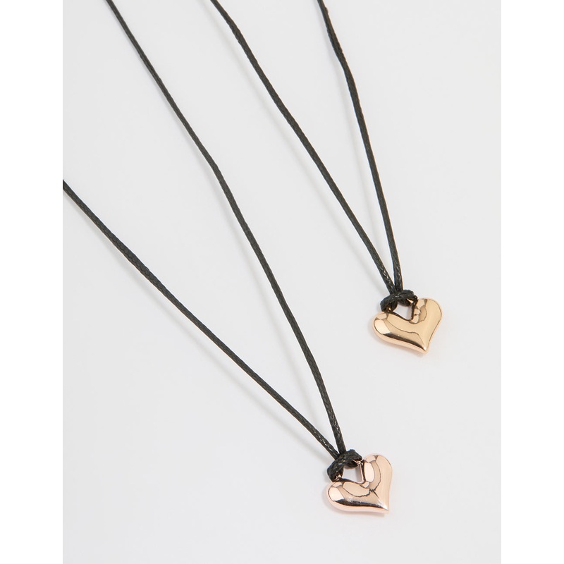 Rose Gold Cord Bubble Heart Necklace 2-Pack
