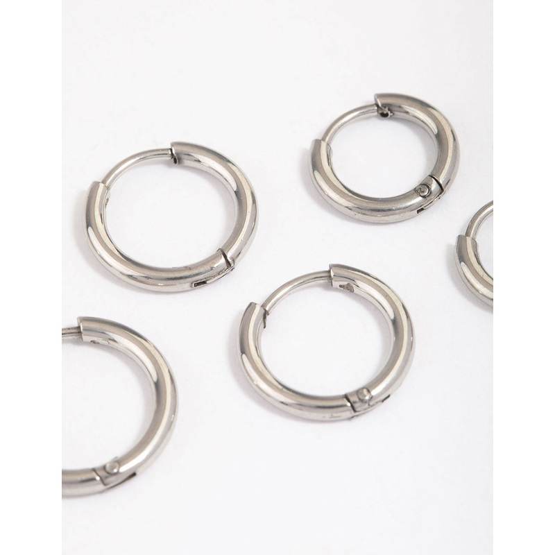 Surgical Steel Thin Classic Hoop Earrings Pack