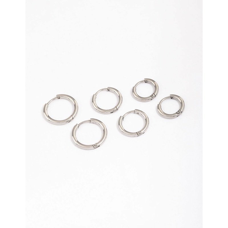 Surgical Steel Thin Classic Hoop Earrings Pack