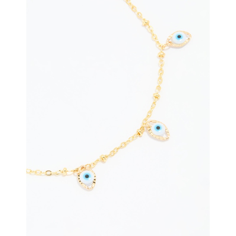 Waterproof Gold Plated Stainless Steel Evil Eye Anklet
