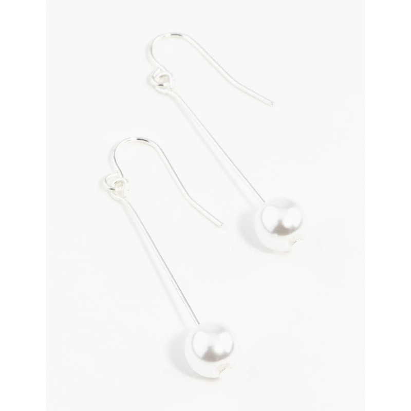 Fine Silver Pin & Pearl Drop Earrings
