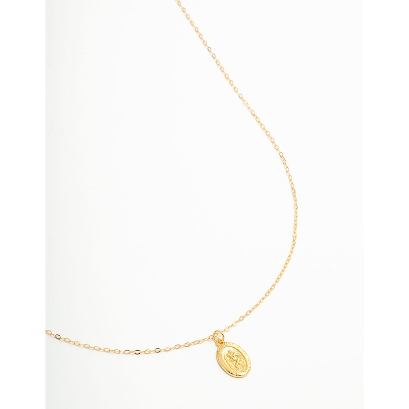 Gold Plated Sterling Silver St. Christopher Pendant Necklace