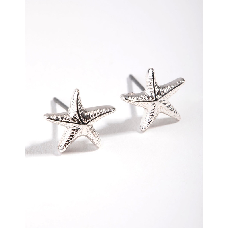 Silver Star Chain Earrings