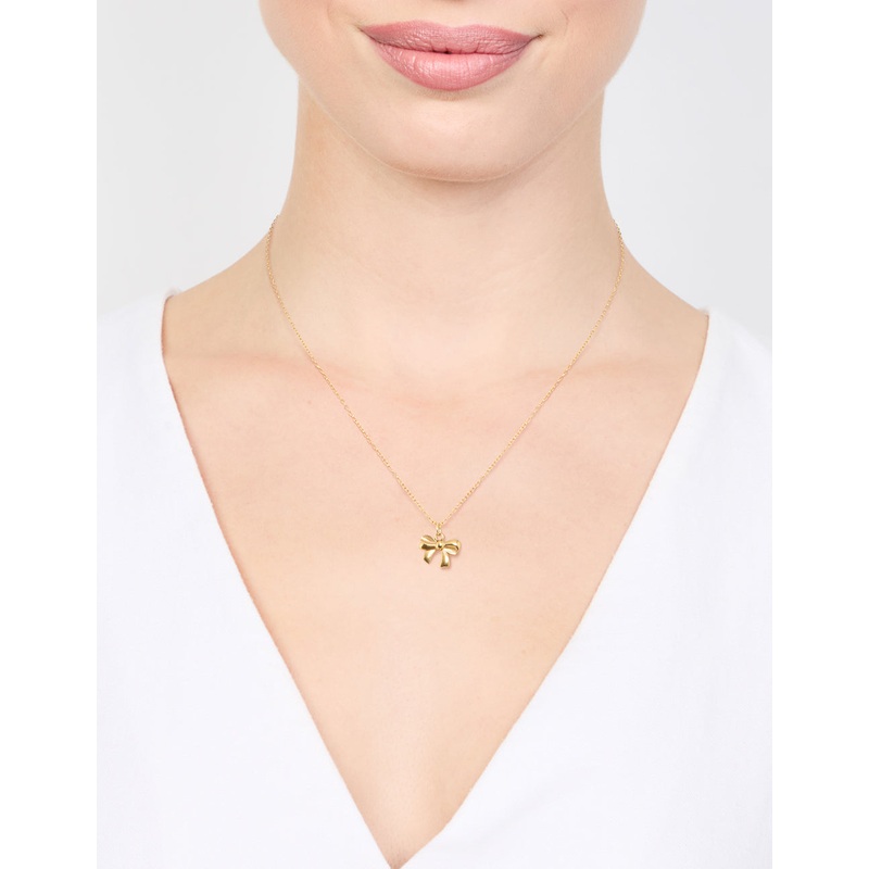 Waterproof Gold Plated Stainless Steel Bow Pendant Necklace
