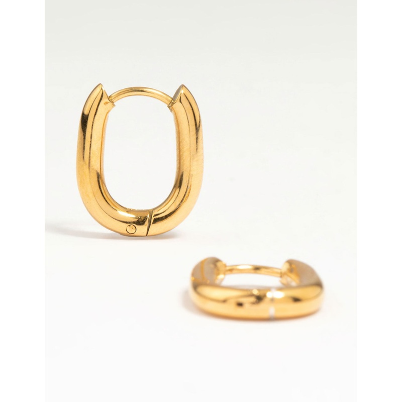 Waterproof Gold Plated Stainless Steel Medium Hoop Earrings
